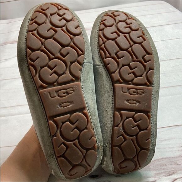 UGG Women’s Ansley Light Gray Suede Slippers - Picture 9 of 13